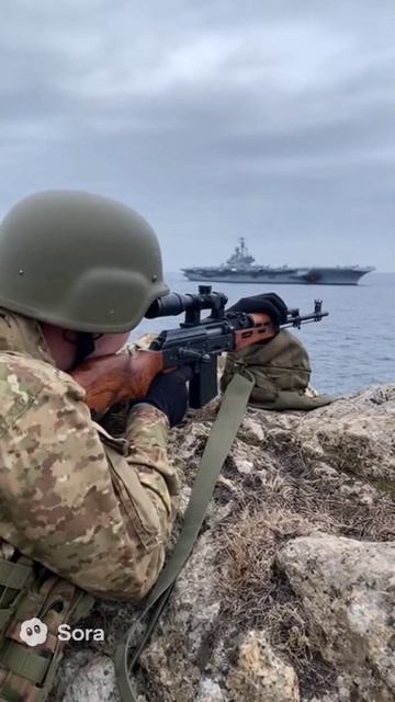 СВД против США Авианосец \ Это видео - нейросеть Sora смотреть онлайн