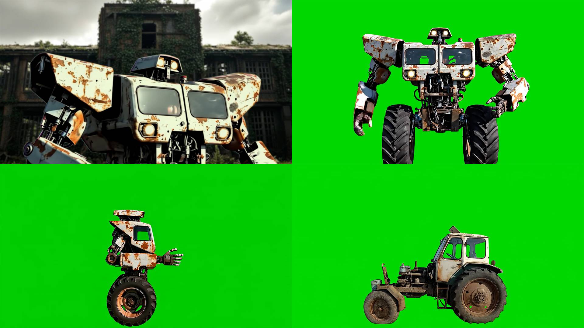 Футаж на зеленом фоне: Трактор трансформируется в робота – Эффекты для видео. смотреть онлайн