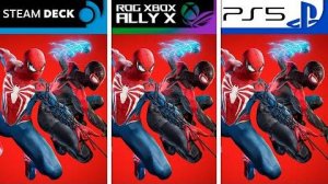 Marvel's Spider-Man 2 - Сравнение графики на ROG Xbox Ally X, Steam Deck и PS5 (ElAnalistaDeBits)