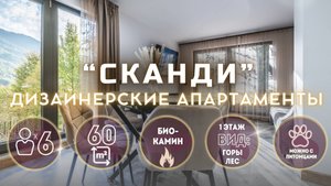 Апартаменты "Scandi" - в скандинавском стиле с мини балконом в окружении леса 60м2