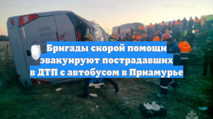 Бригады скорой помощи эвакуируют пострадавших в ДТП с автобусом в Приамурье