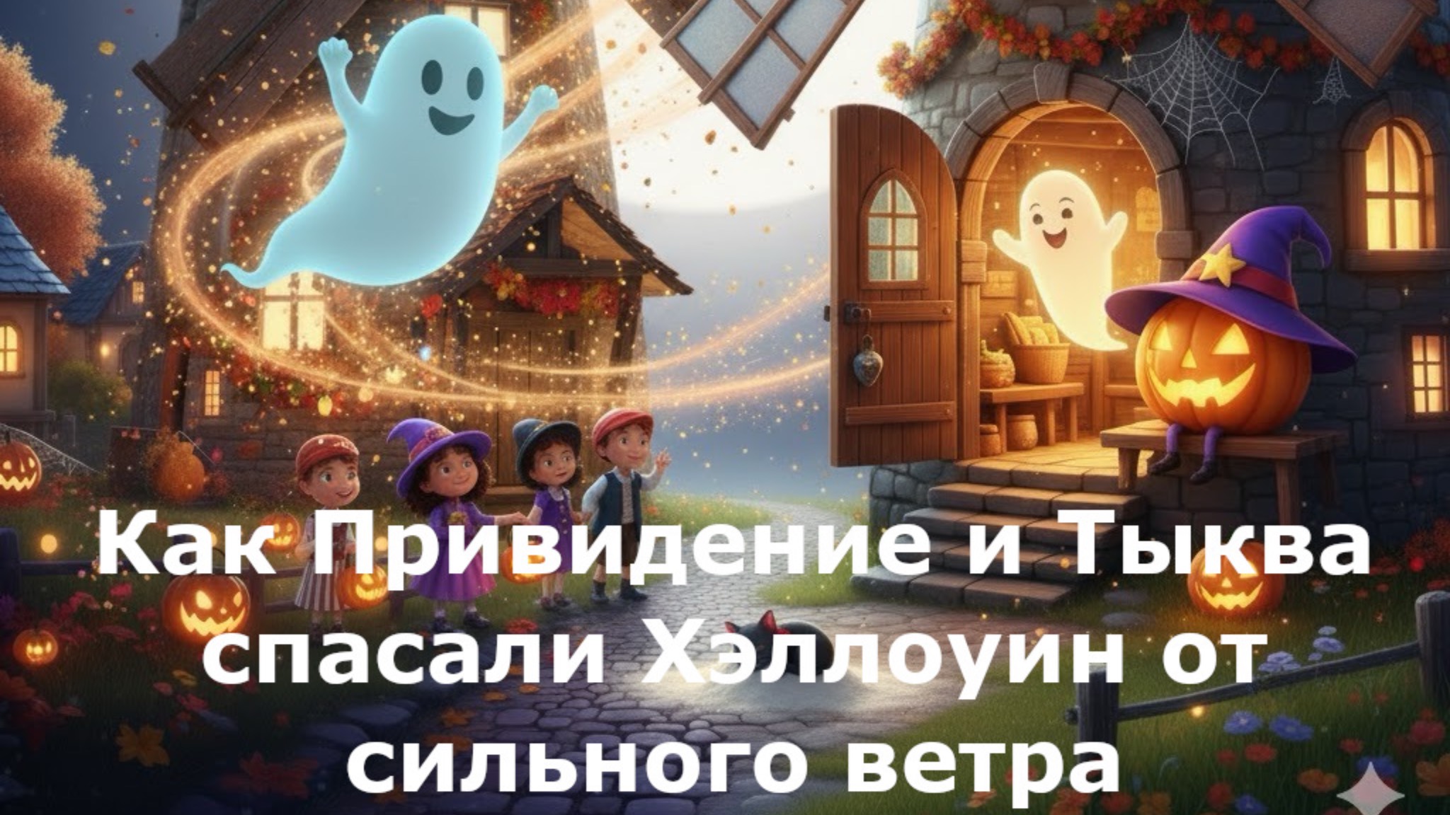 Как Привидение и Тыква спасали Хэллоуин от сильного ветра. Автор: Е. Клюева