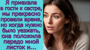 Я приехала в гости к сестре, но когда нужно было уезжать, она положила передо мной листок и ...