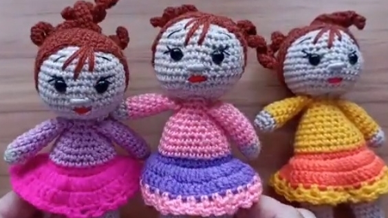 Куколка крючком. с. ч. 2 юбка, голова. смотреть онлайн