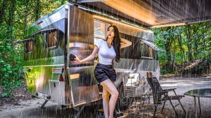 ☔КЕМПИНГ ПОД СИЛЬНЫМ ДОЖДЁМ В РОСКОШНОМ АВТОДОМЕ