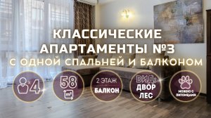 Классические Апартаменты с одной спальней и балконом 58м2 №3