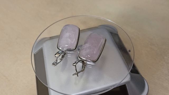 Серебряные серьги с РОЗОВЫМ КВАРЦЕМ. левин павел серебро. смотреть онлайн