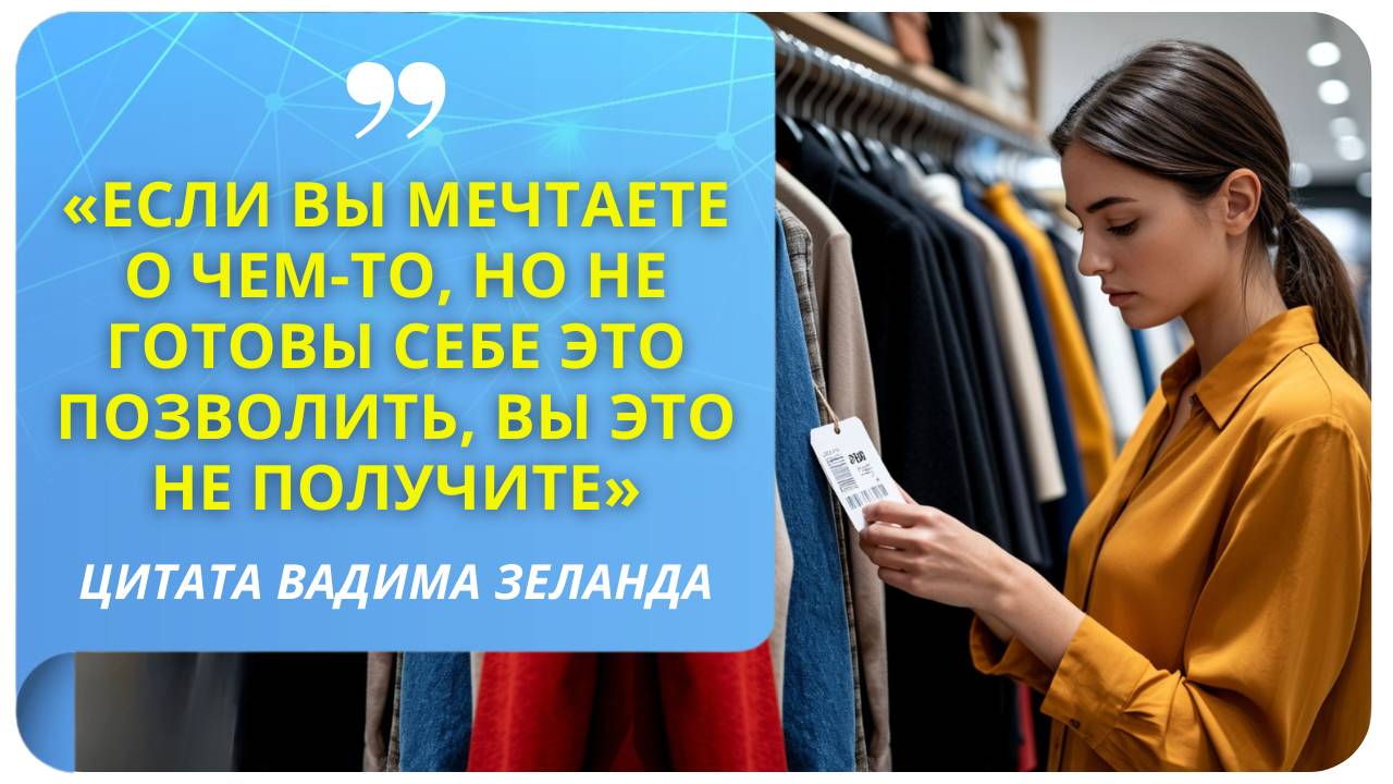 «Если вы мечтаете о чем-то, но не готовы себе это позволить, вы это не получите» (Вадим Зеланд)