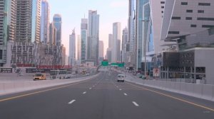 Дубай 4K - Поездка по центру города - Восход солнца на горизонте