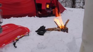 Одиночный снежный поход в жаркой палатке с дровяной печкой -20 экстримальный холод😊😊😊