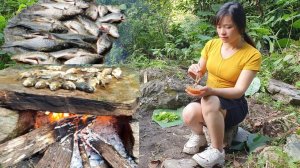 Готовим в горах жарим карпа в джунглях! cooking on a rock - Carp - Eating delicious in jungle