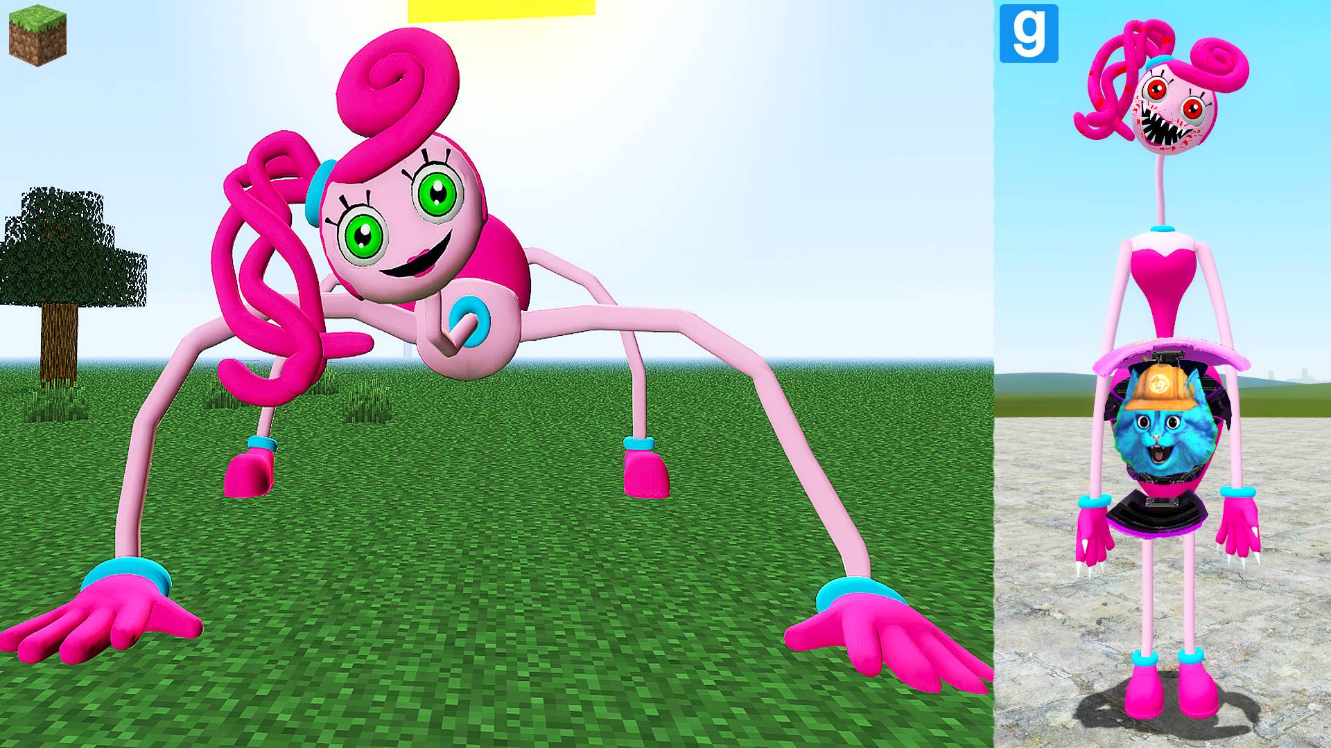 Я ЗАЛЕЗ ВНУТРЬ Мама длинные ноги в майнкрафт и гаррис мод! minecraft and garry's mod