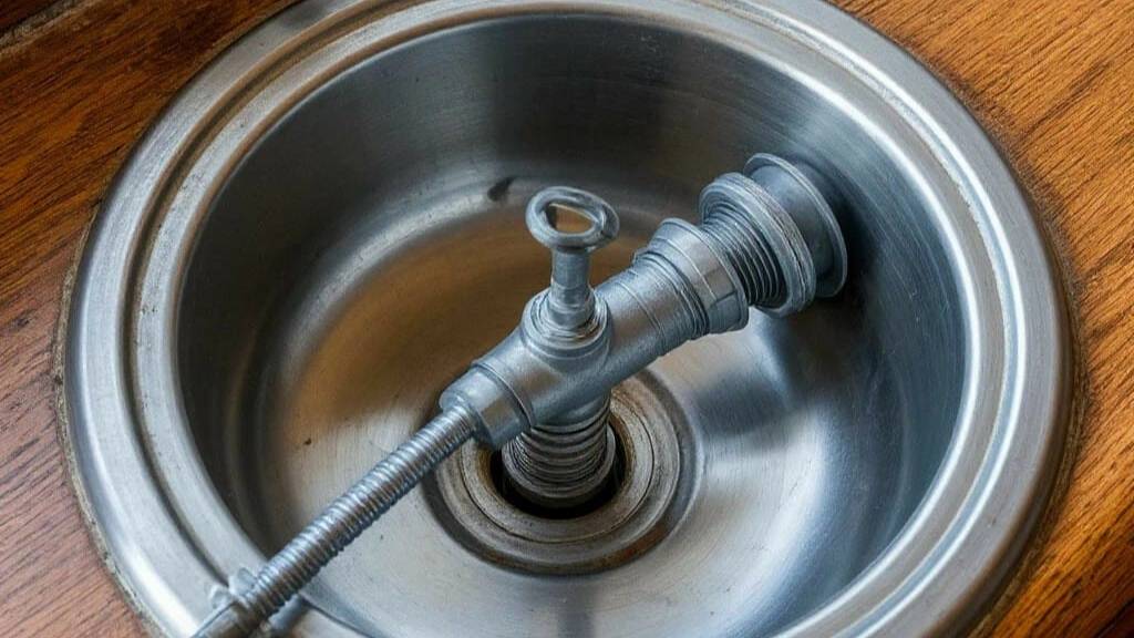 Процесс установки слива раковины.