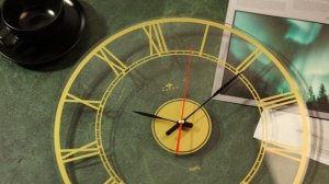 4041-001Gld Часы настенные прозрачные d-39 см, открытая стрелка "Римские цифры"