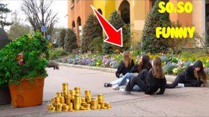 BUSHMAN PRANK_ SCARING BEAUTIFUL GIRLS.(GOLD COIN) fun#funny#comedy#prank
