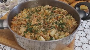 ОВОЩНОЕ Рагу из кабачков, картофеля, капусты и фарша.Легкий и быстрый ужин на всю семью.