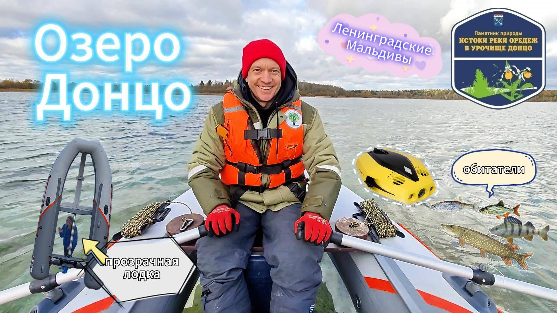 Озеро Донцо: исток реки Оредеж, подводная съёмка дроном и прозрачная лодка. Ленинградские Мальдивы