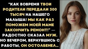 ИСТОРИЯ ИЗ ЖИЗНИ/Как вовремя твои родители подарили деньги для нашего сына, мы как раз поможем маме