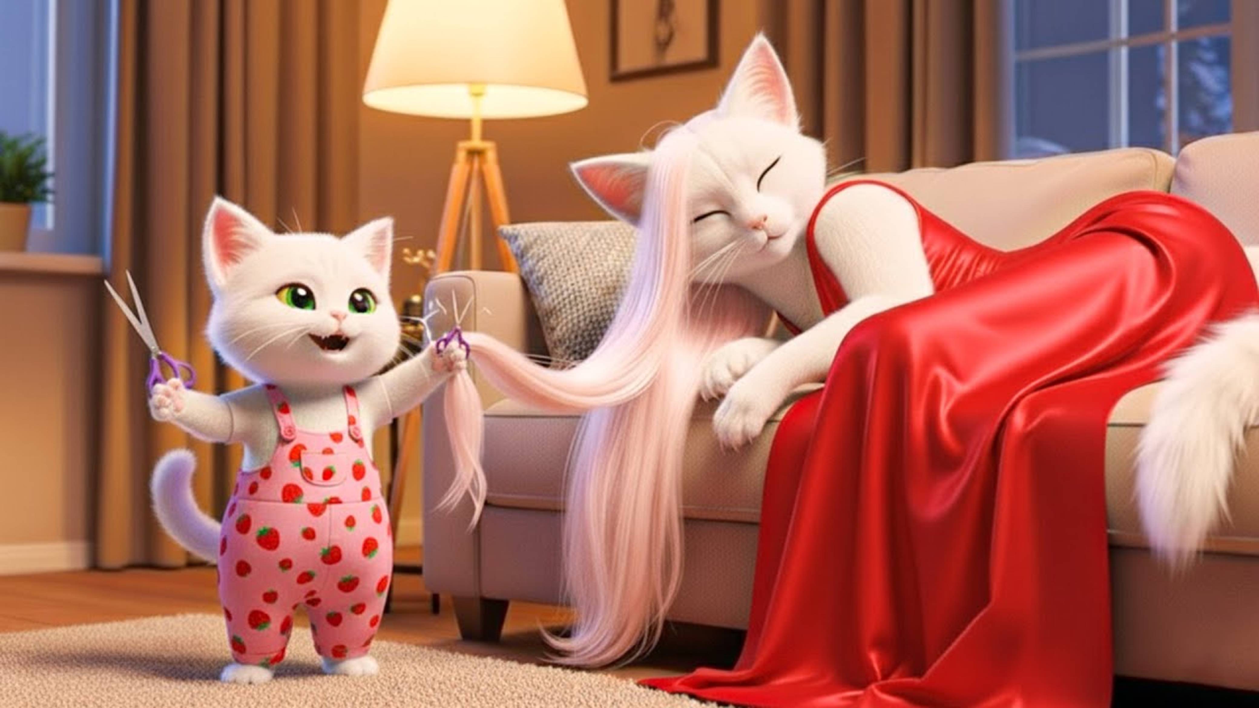 Маленькая озорная кошечка подстригла мамины волосы 😭✂️✂️, а потом сделала новые 💇🏻♀️😭 смотреть онлайн