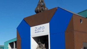 Переработка нержавейки на роторных ножницах (шредере) ZATO Blue Devil