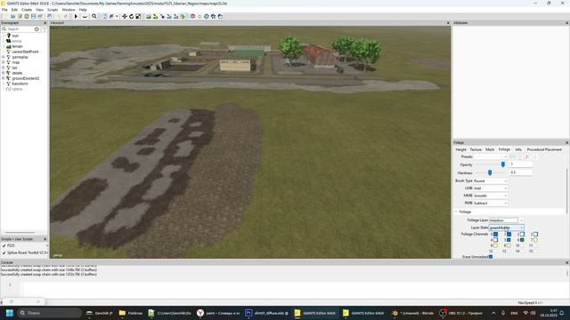 Работа с текстурой дороги и растений в GIANTS Editor 10.0.8