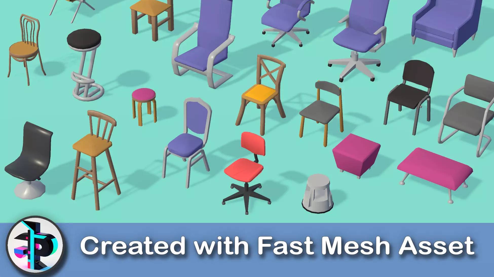 Asset Unity - Chair pack - 3D Low Poly Office Furniture - Created with FastMesh Asset