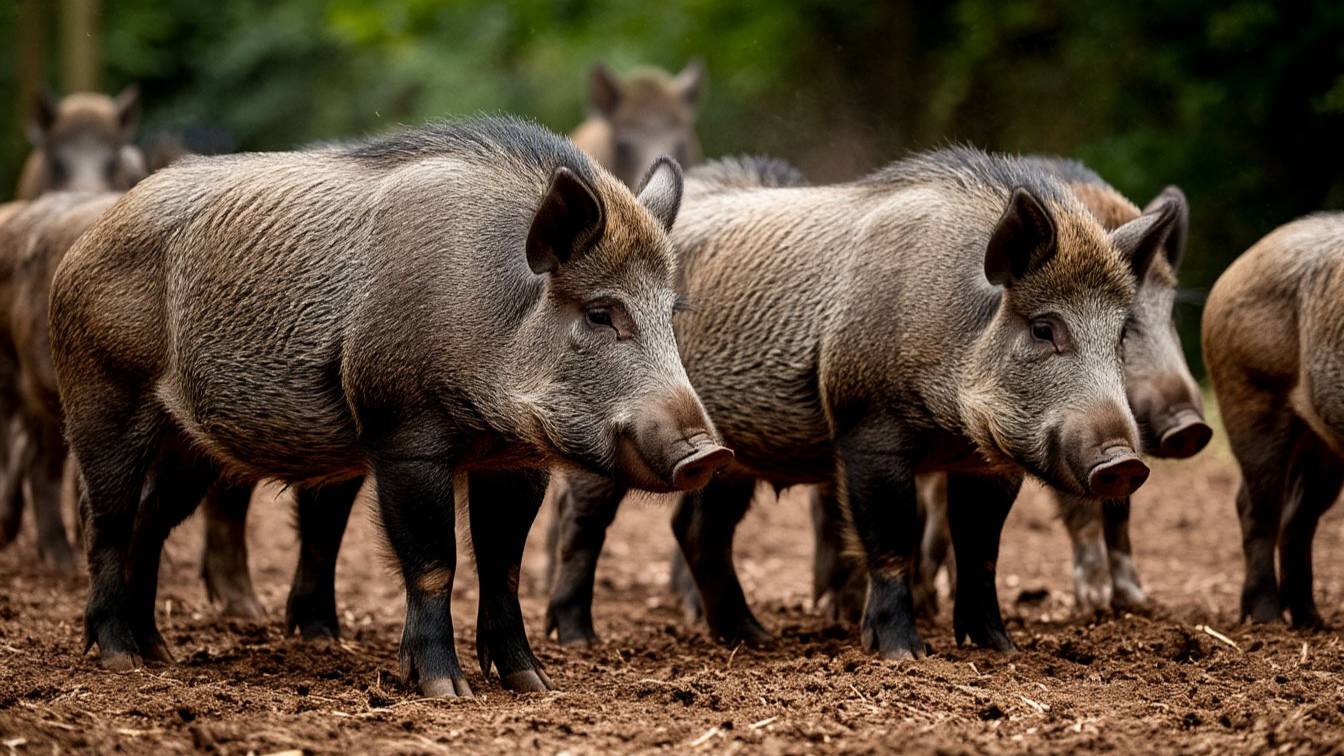 Как ведут себя кабаны на кормушке?