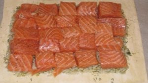 Пирог с семгой и рисом