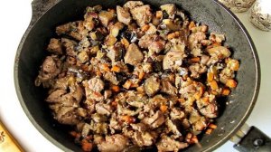 Куриная печень с баклажанами