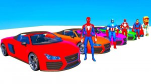 Веселые Цветные Машинки с Человеком-пауком для детей. Мультики про машинки. Мультфильм для малышей.