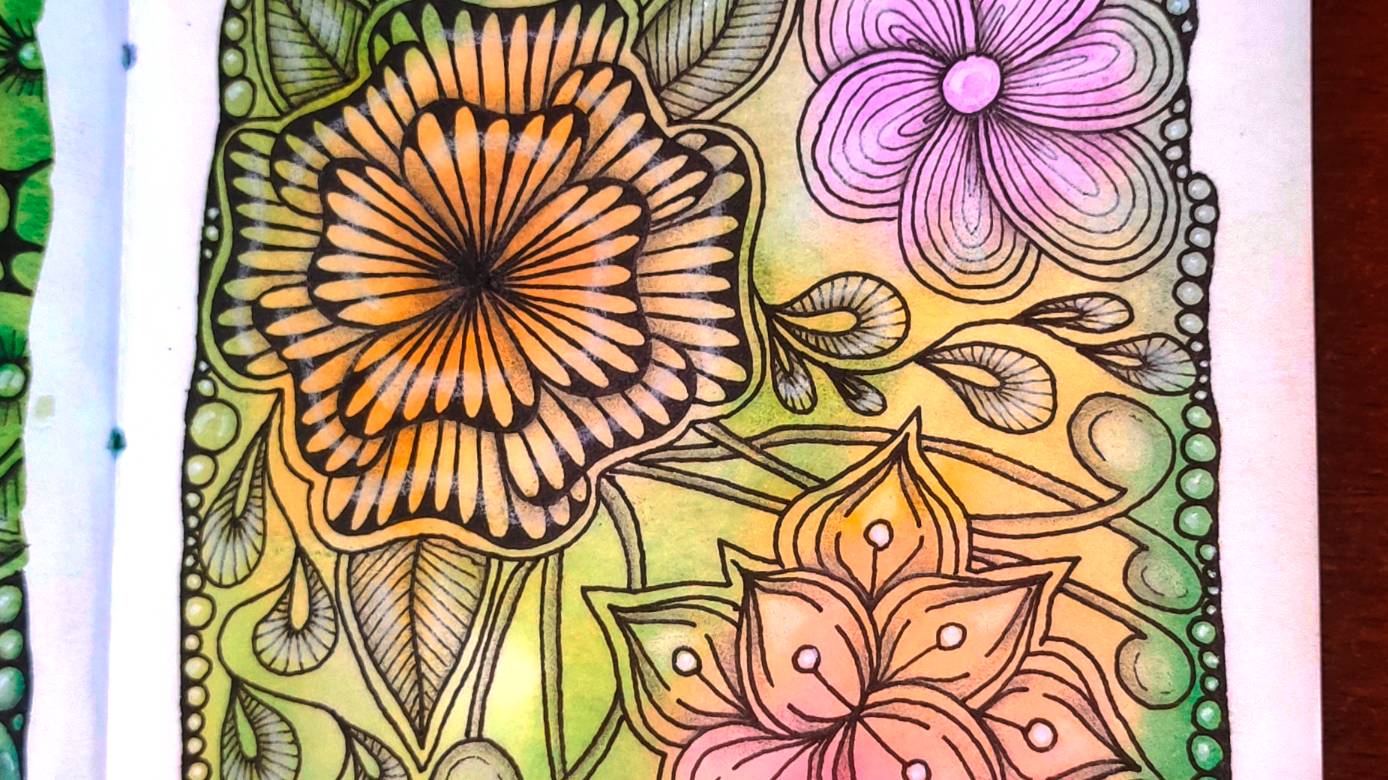 АКВАРЕЛЬНЫЙ ЗЕНДУДЛИНГ Три цветочка смотреть онлайн