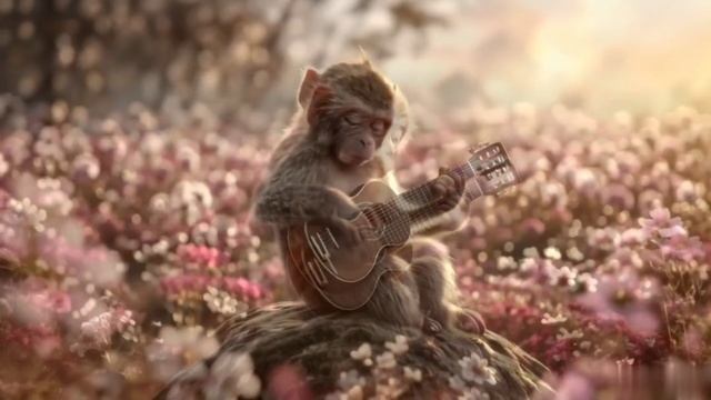 Обезьянка КиКи играет на гитаре😌 смотреть онлайн