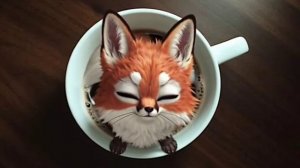 Лиса 🦊выпрыгивающая из чашки ☕кофе, анимация, нейросеть