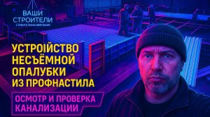 Устройство несъемной опалубки из профнастила, осмотр и проверка канализации.