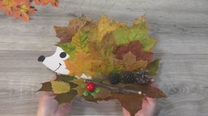 Осенняя поделка - объемная аппликация Ежик из листьев