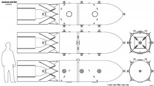 Авиабомба ФАБ-5000. Чертёж.  FAB - 5000 kg. Drawings.