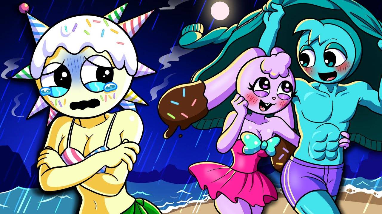 Свидание Зипа и Эстер на дождливом пляже… А как насчет Фанфетти? 🌧️💔 | Анимация Спрунки и Брейнрот смотреть онлайн