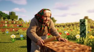 Прикол от нейросети видео. Бабка в майнкрафте