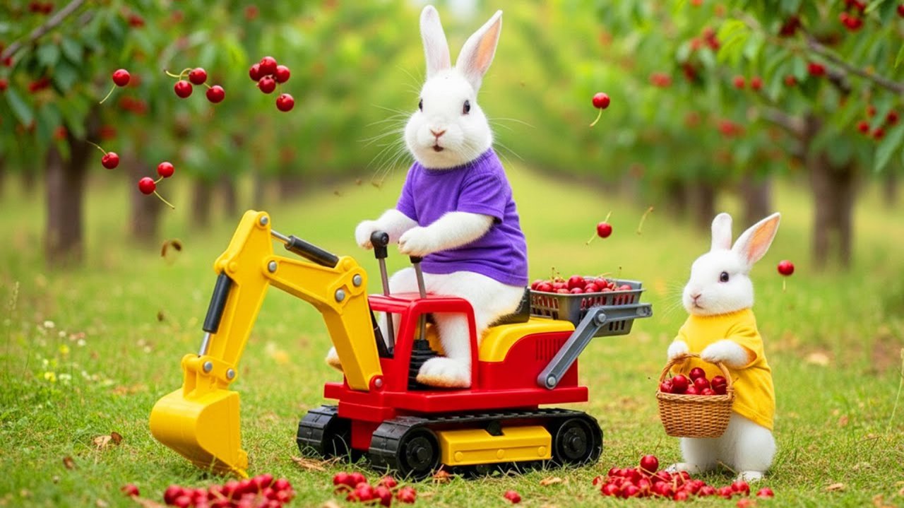 Маленький Зайчик помогает маме собирать вишню 🌳 и получает особую награду за усердную работу 🎁🐰 смотреть онлайн