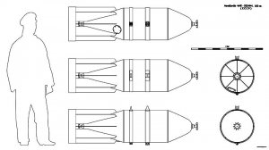Авиабомба ФАБ-500 М44 500кг. Чертёж. FAB 500 M44.  Drawings.