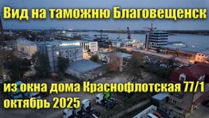 Вид на таможню с балкона дома Краснофлотская 77/1. Благовещенск, октябрь 2025