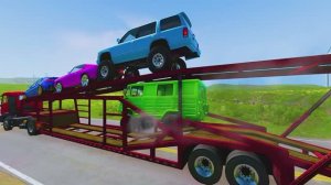 Грузовик с бортовым прицепом МАКВИН | Транспортировка машин грузовиком |Лава против автомобиля