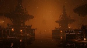 Harbor of Light Ships 🌠 2 Hour Tranquil Ambience  Amber Skies & Jellyfish Vessels  Cinematic Calm