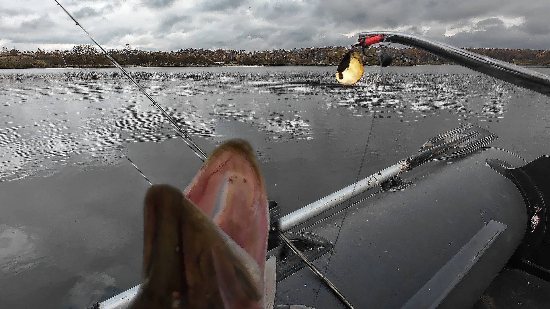 Самодельный тейл-спиннер не подводит. Рыбалка в октябре на щуку.