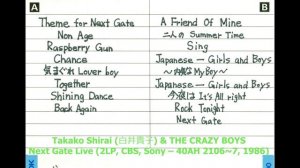 Оцифровка кассеты с концертом Shirai Takako & THE CRAZY BOYS - Next Gate Live (1986)