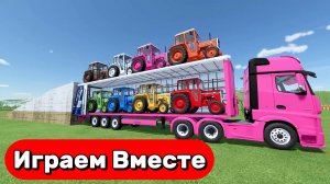 МУЛЬТИКИ ПРО РАЗНОЦВЕТНЫЕ МАШИНКИ И ГРУЗОВИКИ ДЛЯ ДЕТЕЙ 🚚 КАТАЕМСЯ НА РАЗНООБРАЗНЫХ ТРАКТОРАХ