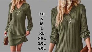 Модное платье с V-образным вырезом из легкой эластичной ткани (от XS до 4XL)