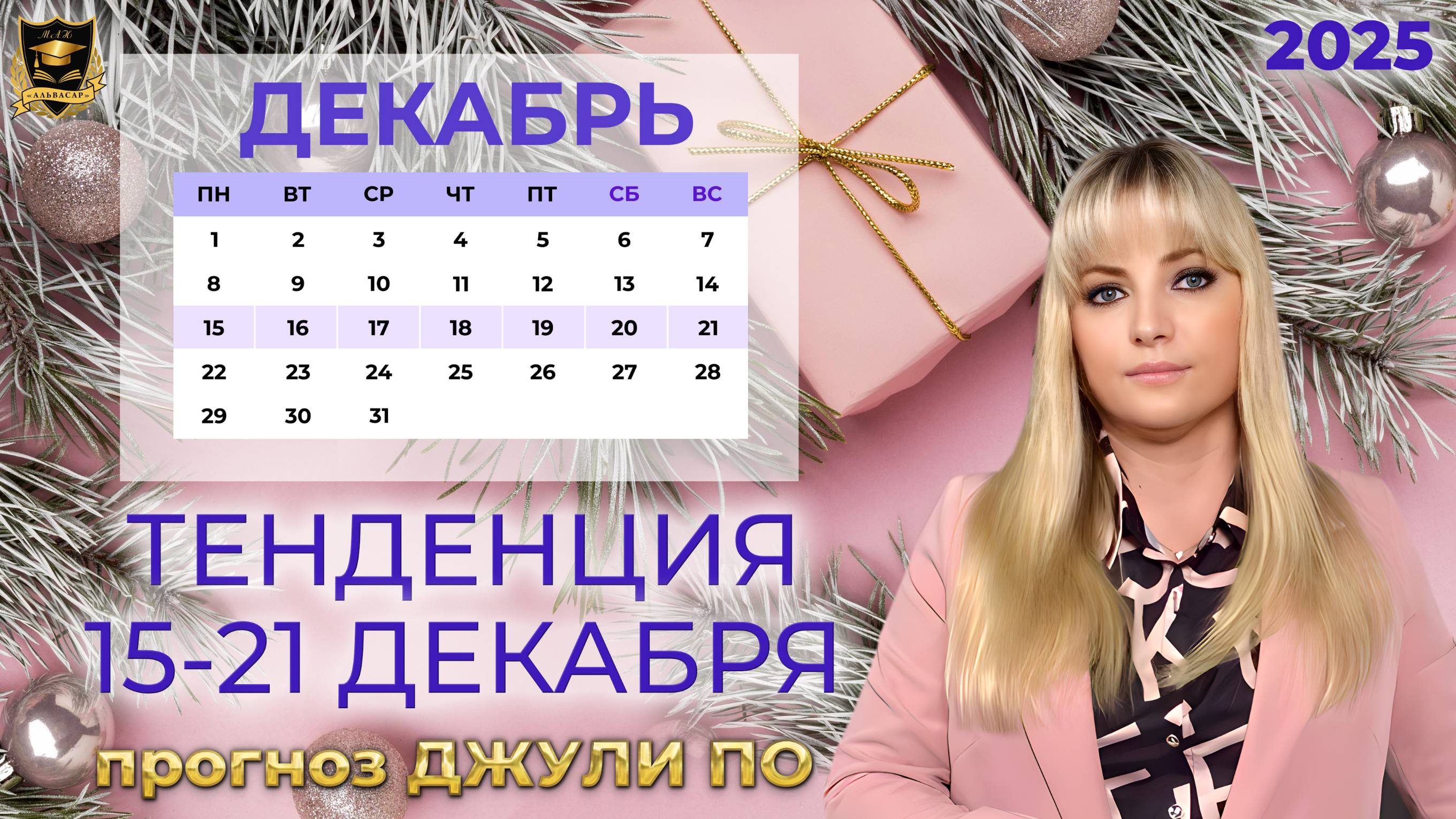 Тенденция недели и дня 15-21 декабря