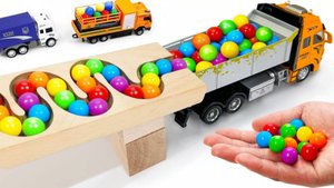 Для детей игры. Гонка шариков волновой склон. Экскаватор, Мусоровоз, Самосвал, Скорая помощь
