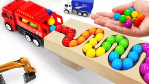 Для детей игры. Гонка шариков волновой склон. Экскаватор, Мусоровоз, Самосвал, Скорая помощь